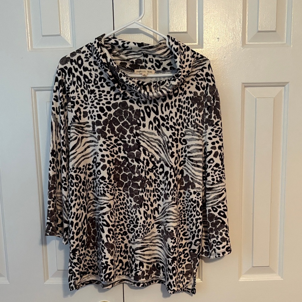 Stylish Black and White Animal Print Blouse